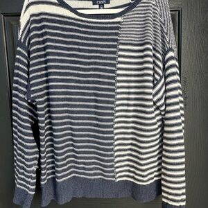 Chaps Classic Navy and Cream Striped Knit